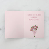 Spaans Birthday Pink bouquet of bloemen Kaart (Binnen)