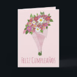 Spaans Birthday Pink bouquet of bloemen Kaart<br><div class="desc">Spaanse Birthday-kaart. Een hoop bloemen in de waterverf. Espero que todos tus deseos se cumplan. Tot Muchas felicidades! Een verjaardag om te vieren? Stuur een kleurrijke waterverf verjaardagskaart naar je familie en vrienden en wens hen de liefste verjaardag ooit! Deze verjaardagskaart is beschikbaar in sommige niet-Engelse talen en als een...</div>