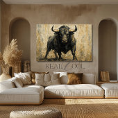 Spaans Black Bull Acryl Waterverf Art Print