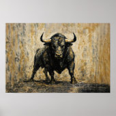 Spaans Black Bull Acryl Waterverf Art Print (Voorkant)