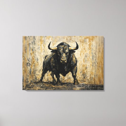 Spaans Black Bull Acryl Waterverf Canvas (Voorkant)
