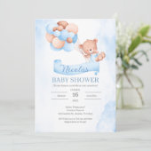 Spaans Blauw Beer Baby shower Uitnodiging (Staand voorkant)