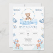 Spaans Blauw Beer Baby shower Uitnodiging (Voorkant)