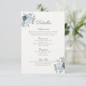 Spaans Blauw Bruiloft Details de la Boda Informatiekaartje (Staand voorkant)