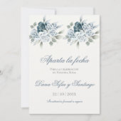 Spaans Blauw Bruiloft Save the Date (Voorkant)