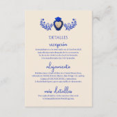 Spaans, Blauw Champagne Hart Mexicaanse Bruiloft Informatiekaartje (Voorkant)