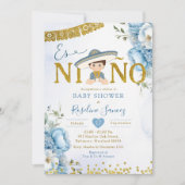 Spaans blauw Charro Boy Es niño Baby shower Kaart (Voorkant)