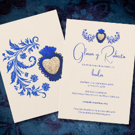 Spaans, Blauw en Champagne Milagro Hart Mexicaans Kaart