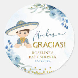 Spaans Blauw Es Biño Jongen Baby shower Gracias Ronde Sticker