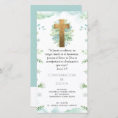 Spaans, Blauw groen Bevestiging Bladwijzer Favor Bedankkaart (Voorkant / Achterkant)