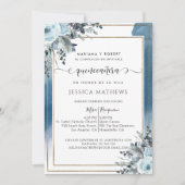 Spaans Blauw Quinceañera Waterverf met Bloemen Kaart (Voorkant)