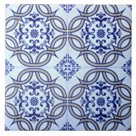 Spaans - Blauw - Witte keramische foto Tile Tegeltje