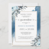 Spaans, Blauwe Quinceañera Waterverf en Bloemen Kaart (Voorkant)