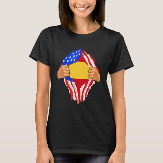 Spaans bloed binnen mij Spanje vlag T-shirt (Voorkant)