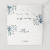 Spaans Bloemen Blauw Bruiloft Plaatskaartje (Buitenkant ongevouwen)