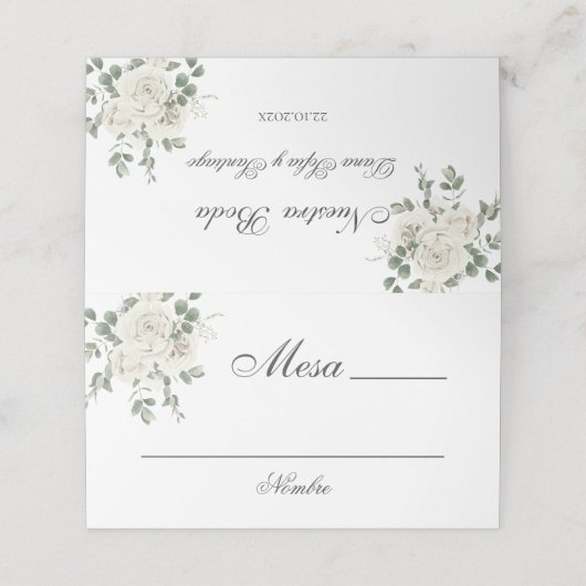 Spaans Bloemen Boho Bruiloft Plaatskaartje (Buitenkant ongevouwen)