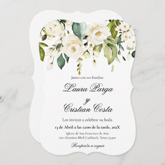 Spaans Bloemen bruiloft uitnodiging (Voorkant / Achterkant)