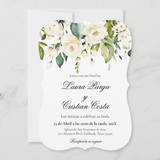 Spaans Bloemen bruiloft uitnodiging (Voorkant)