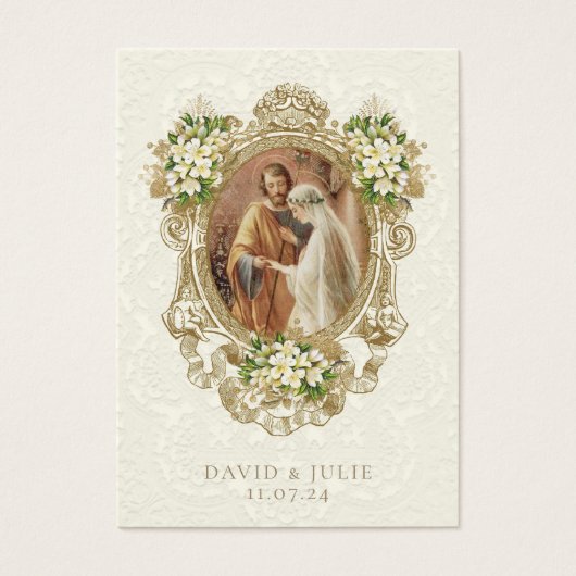 Spaans Bloemen Goud Huwelijk Heilige Kaart (Voorkant)