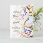 Spaans, Bloemen Kleurrijke Harten Mexicaanse bruil Kaart (Staand voorkant)