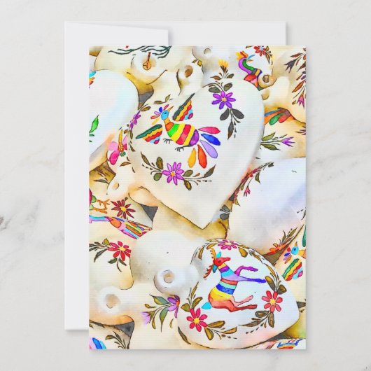 Spaans, Bloemen Kleurrijke Harten Mexicaanse bruil Kaart (Achterkant)