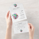 Spaans, bloemenhart Mexicaanse bruiloft All In One Uitnodiging (Afscheurbaar)