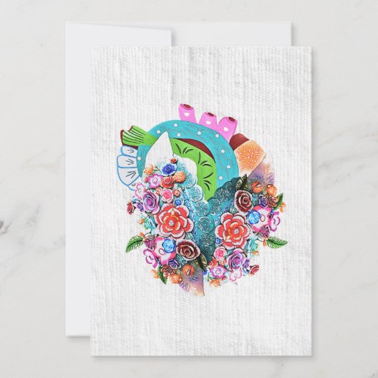 Spaans, bloemenhart Mexicaanse bruiloft Kaart (Achterkant)