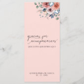 Spaans Blush, Blauw Blissful Floral Elegant Menu (Achterkant)