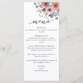 Spaans Blush, Blauw Blissful Floral Elegant Menu (Voorkant)