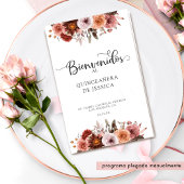 Spaans Blush Burgundy Floral Quinceanera-programma