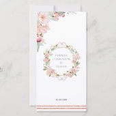 Spaans Blush Pink First Community Bladwijzer Favor Bedankkaart (Achterkant)