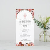 Spaans, Blush Pink Floral Baptism Bladwijzer Favor Bedankkaart (Staand voorkant)