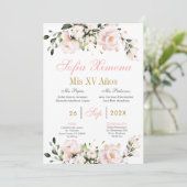 Spaans Blush Roze Bloemen Quinceanera Kaart (Staand voorkant)