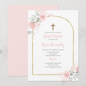 Spaans Blush Roze Doop Kaart (Voorkant / Achterkant)