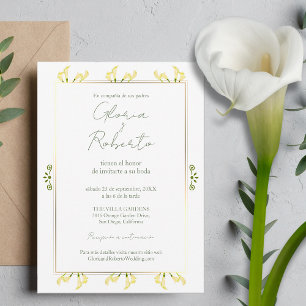 Spaans, Boda Alcatraces Oro Minimalistische Trouwr Kaart