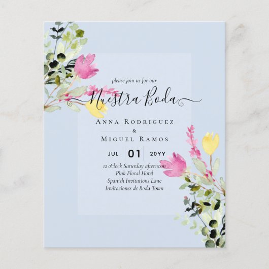 Spaans BODA uitnodigingen Roze Floral Flyer (Voorkant)