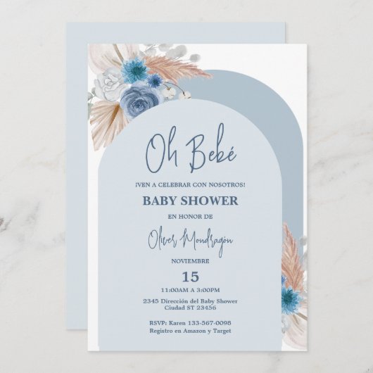 Spaans Boho Baby shower Boy Kaart (Voorkant / Achterkant)