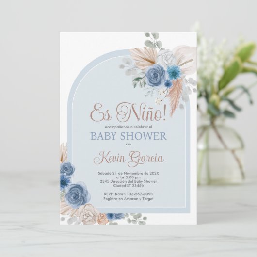 Spaans Boho Baby shower Boy Kaart (Staand voorkant)