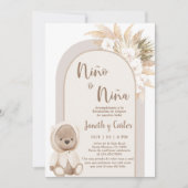 Spaans Boho Beer Hij of Zij Gender Onthulling Kaart (Voorkant)