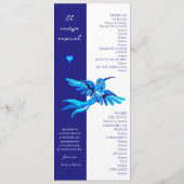 Spaans, Boho Blue kolibries Mexicaanse bruiloft Programmakaart (Achterkant)