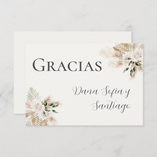 Spaans Boho Bruiloft Dank u RSVP Kaartje (Voorkant / Achterkant)