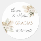 Spaans Boho Bruiloft ronde sticker (Voorkant)