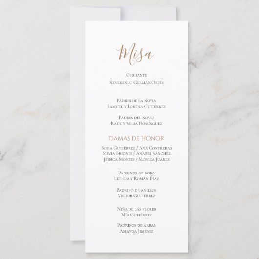 Spaans Boho huwelijksprogramma (Achterkant)