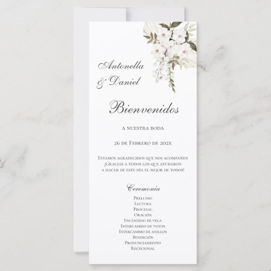 Spaans Boho huwelijksprogramma (Voorkant)