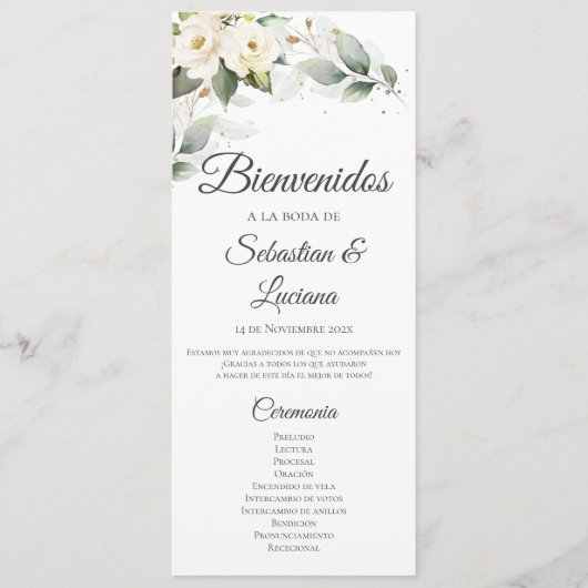 Spaans Boho huwelijksprogramma Programmakaart (Voorkant)