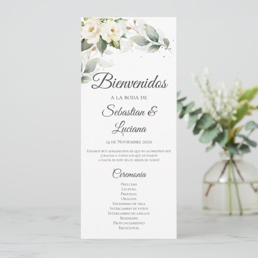 Spaans Boho huwelijksprogramma Programmakaart (Staand voorkant)