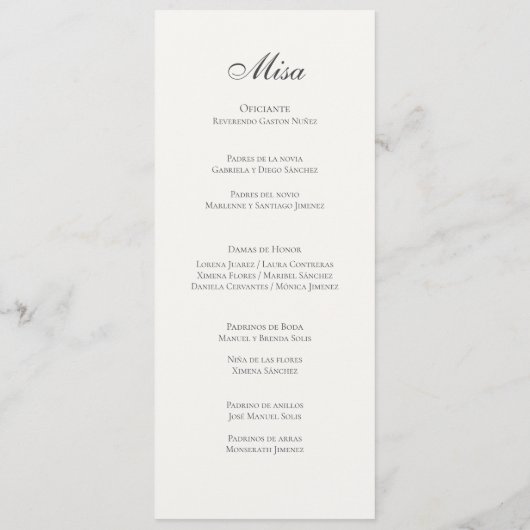 Spaans Boho huwelijksprogramma Programmakaart (Achterkant)