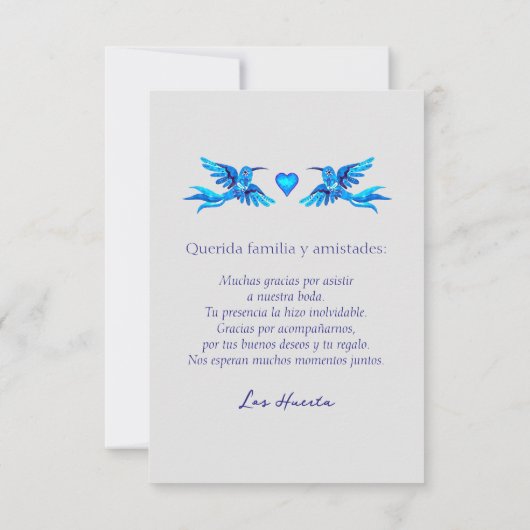 Spaans, Boho Mexicaanse bruiloft bedankpas Bedankkaart (Achterkant)