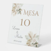 Spaans Boho Trouwtafel nummer Reclamebord Met Voetstuk (Voorkant)