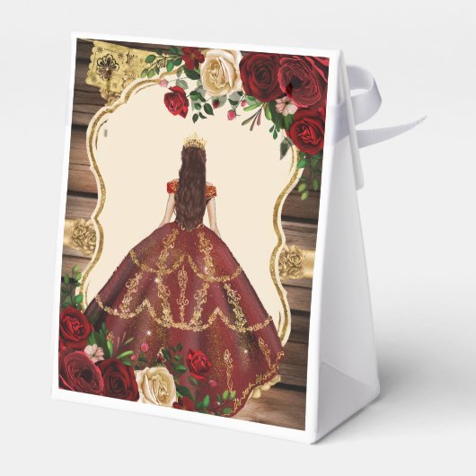 Spaans Bourgogne Bloemen Rustiek Hout Mis Quince Bedankdoosjes (Achterkant)